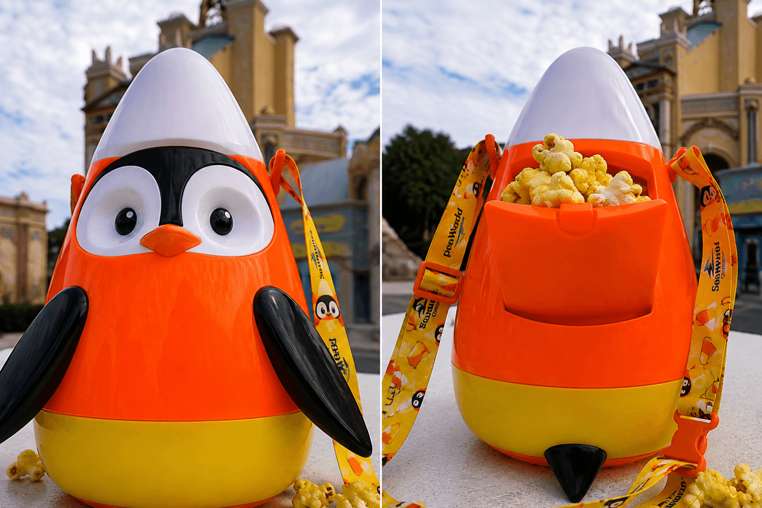 Candy corn penguin popcorn bucket at SeaWorld Orlando