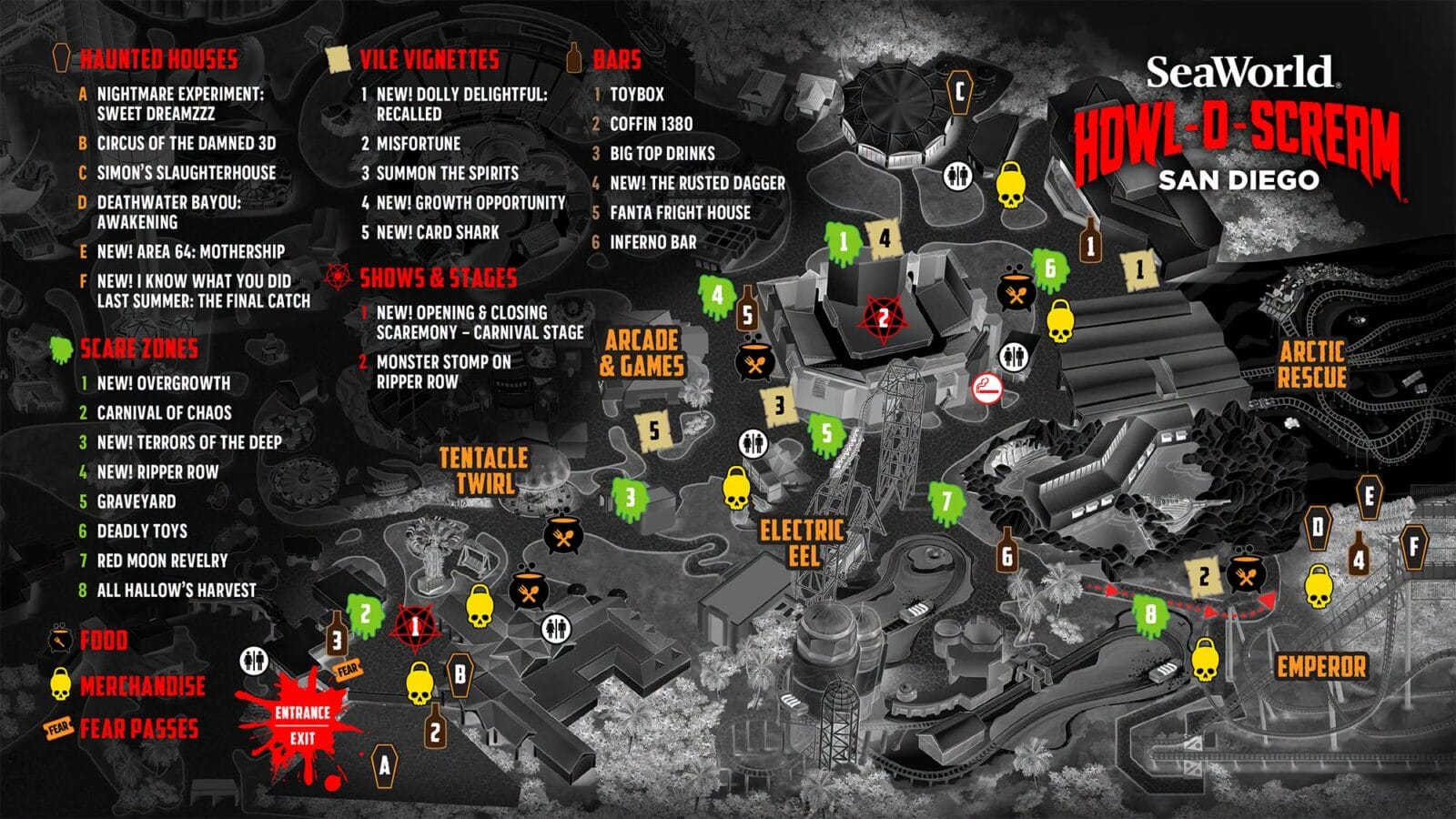 SeaWorld San Diego - Howl-O-Scream Map 2026