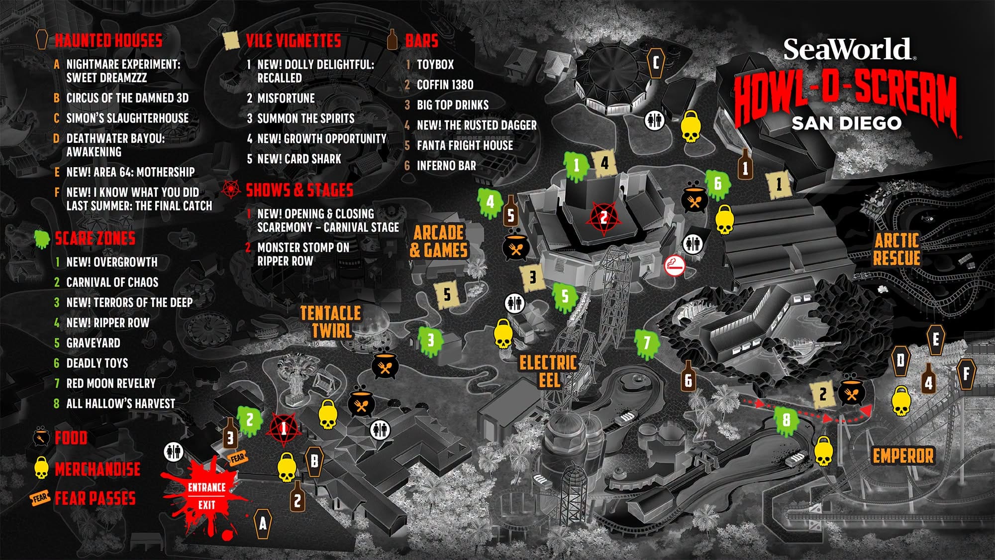 SeaWorld San Diego - Howl-O-Scream Map 2026